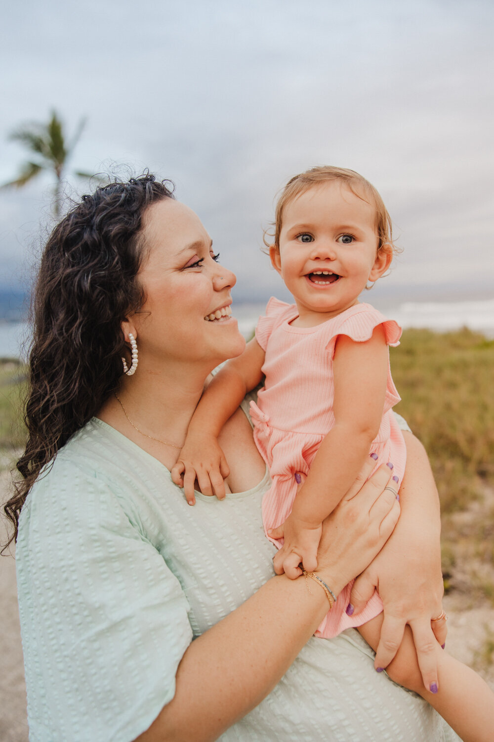 mother and daughter on beach