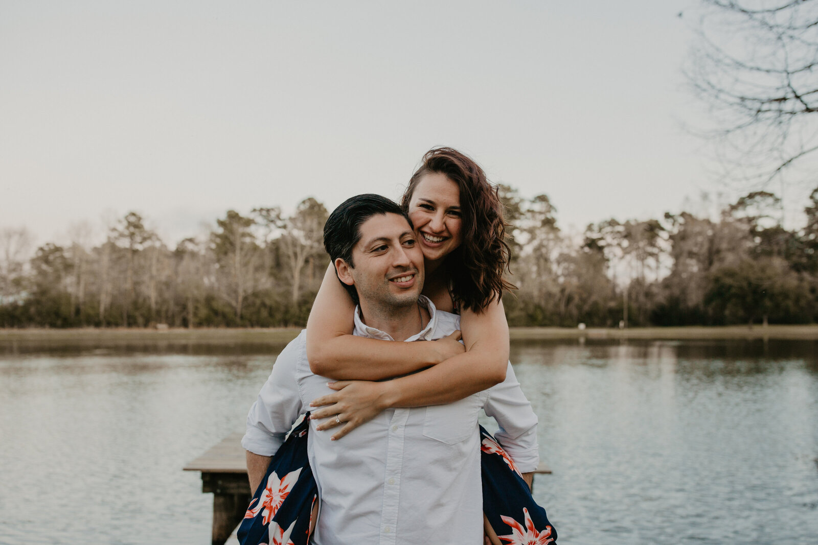 Burroughs Park spring engagement session in Tomball, Texas