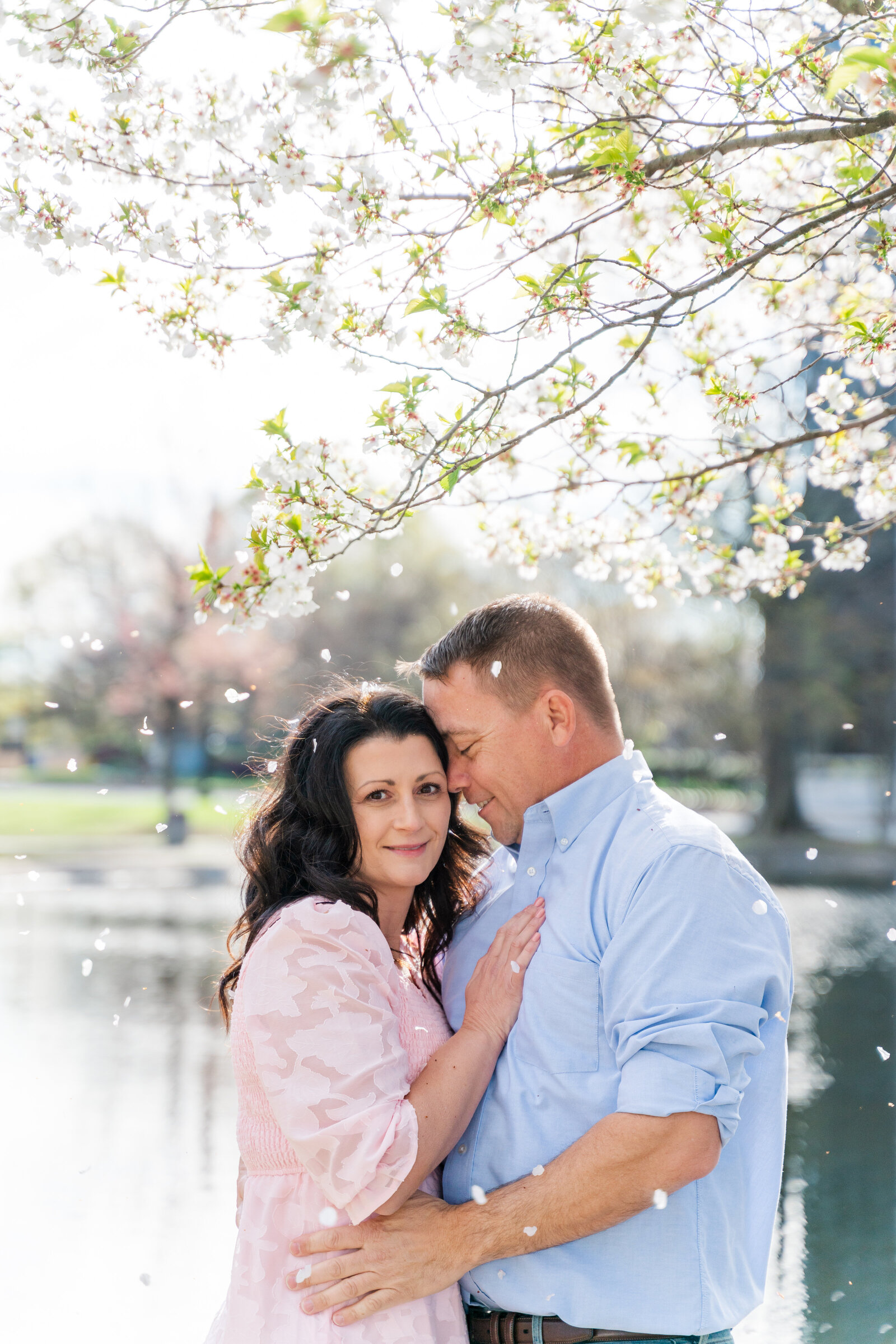 Jessica and Bryan during their Charlotte engagement session at Marshall Park