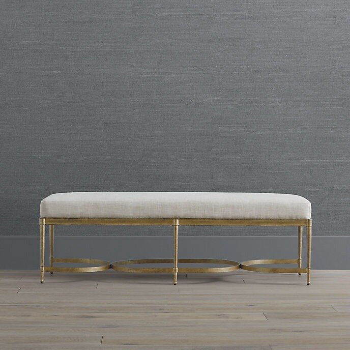 Linen and Antique Brass Bench