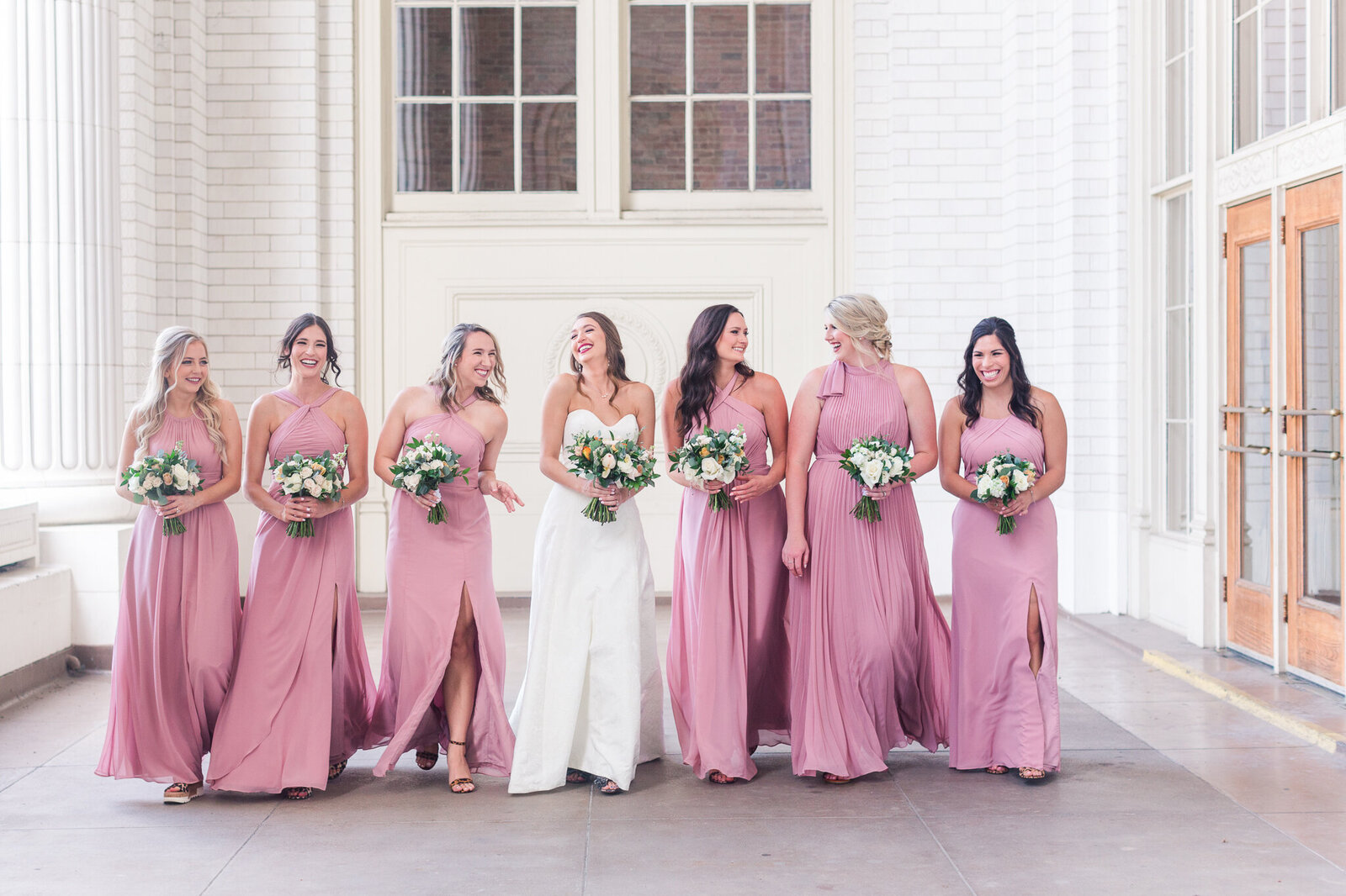 Bridal Party Pink Azazie dresses Stoney Ridge Villa Fort Worth Texas