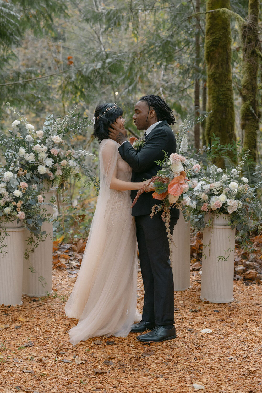 Wedding ceremony of bride and groom