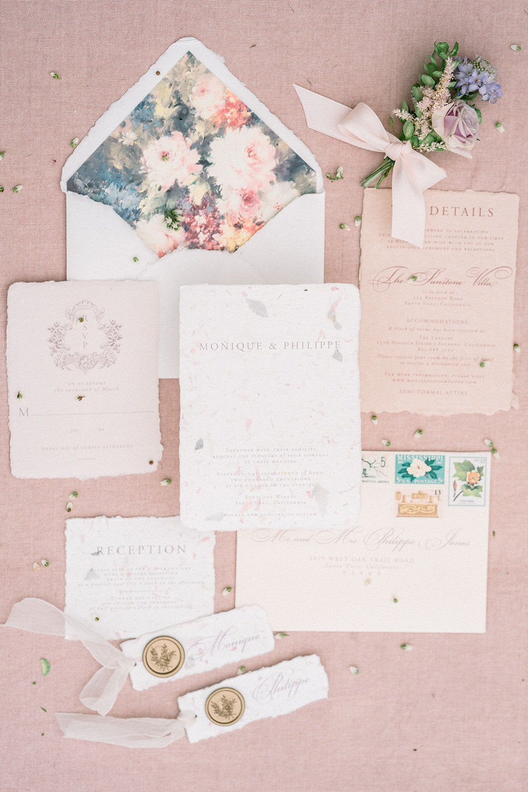 Elegant Bridal Stationery at Sunstone Winery Wedding
