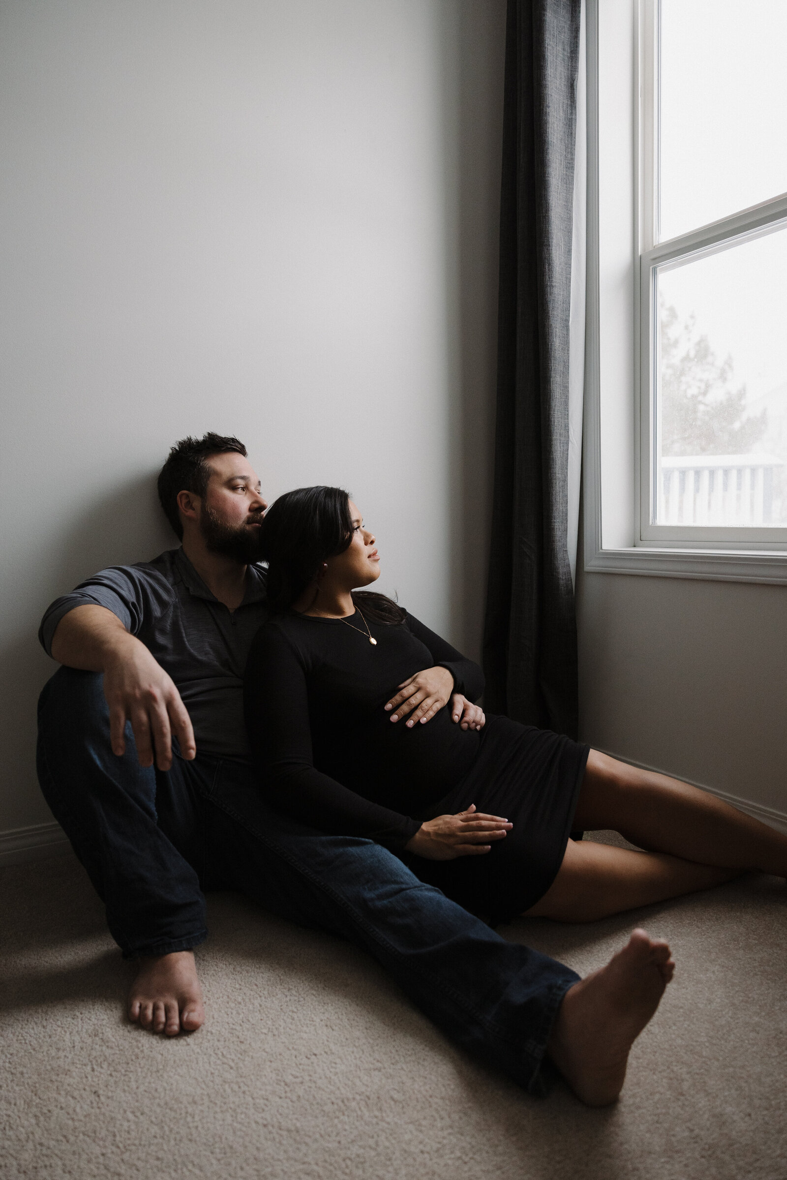 JB Photography - Intimate Romantic In-home Couples  Maternity Photoshoot Alberta Canada-31