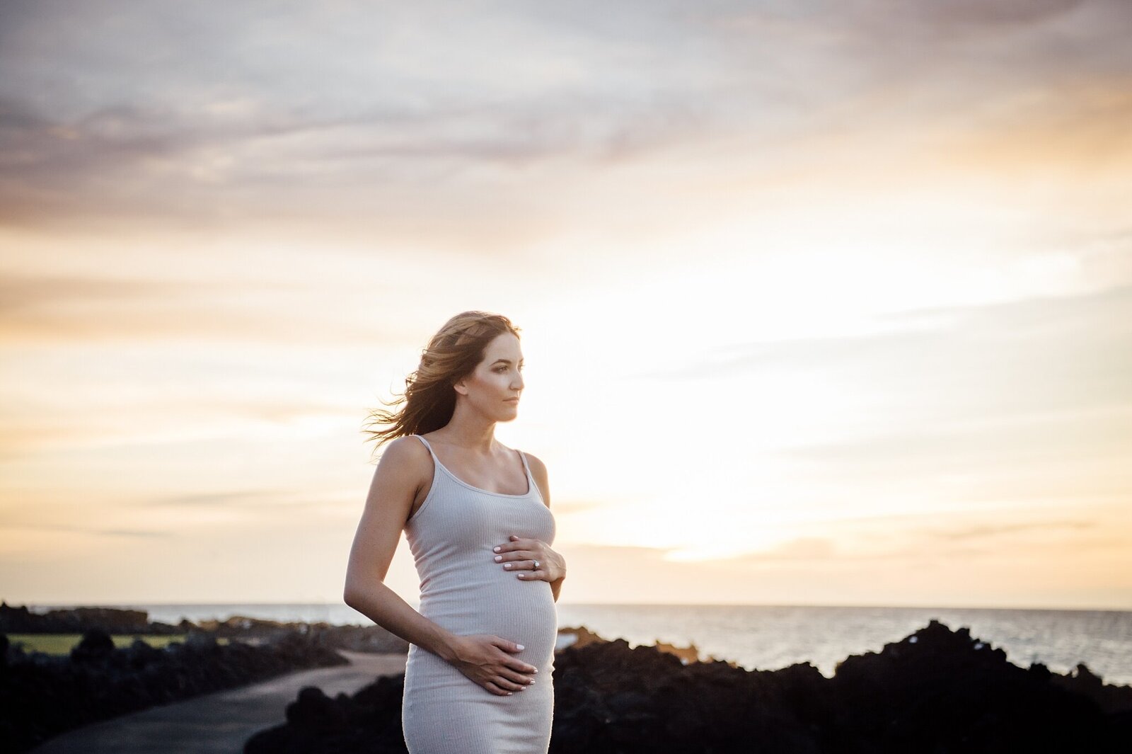 pregnant mama at sunset