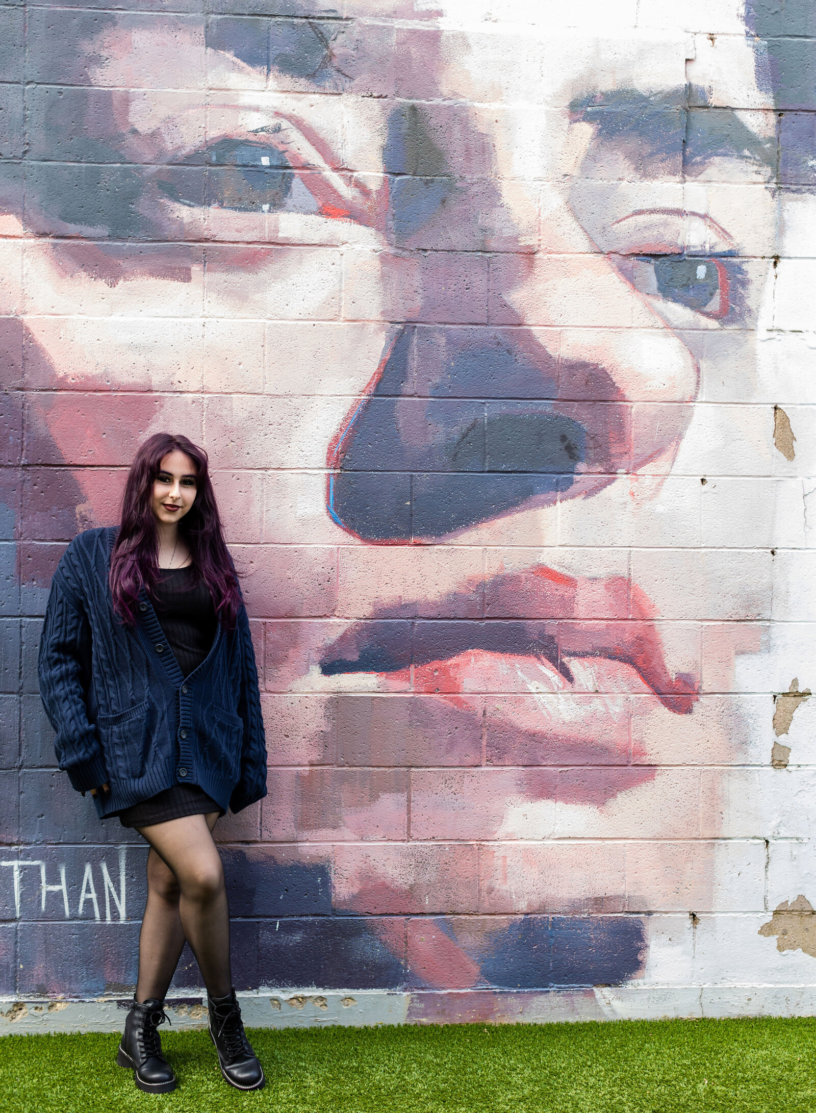 punk senior girl by mural