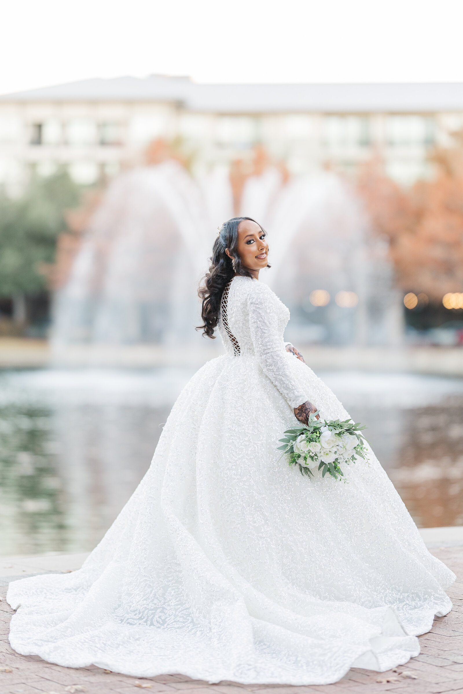 Solo bride photoshoot outdoors before wedding