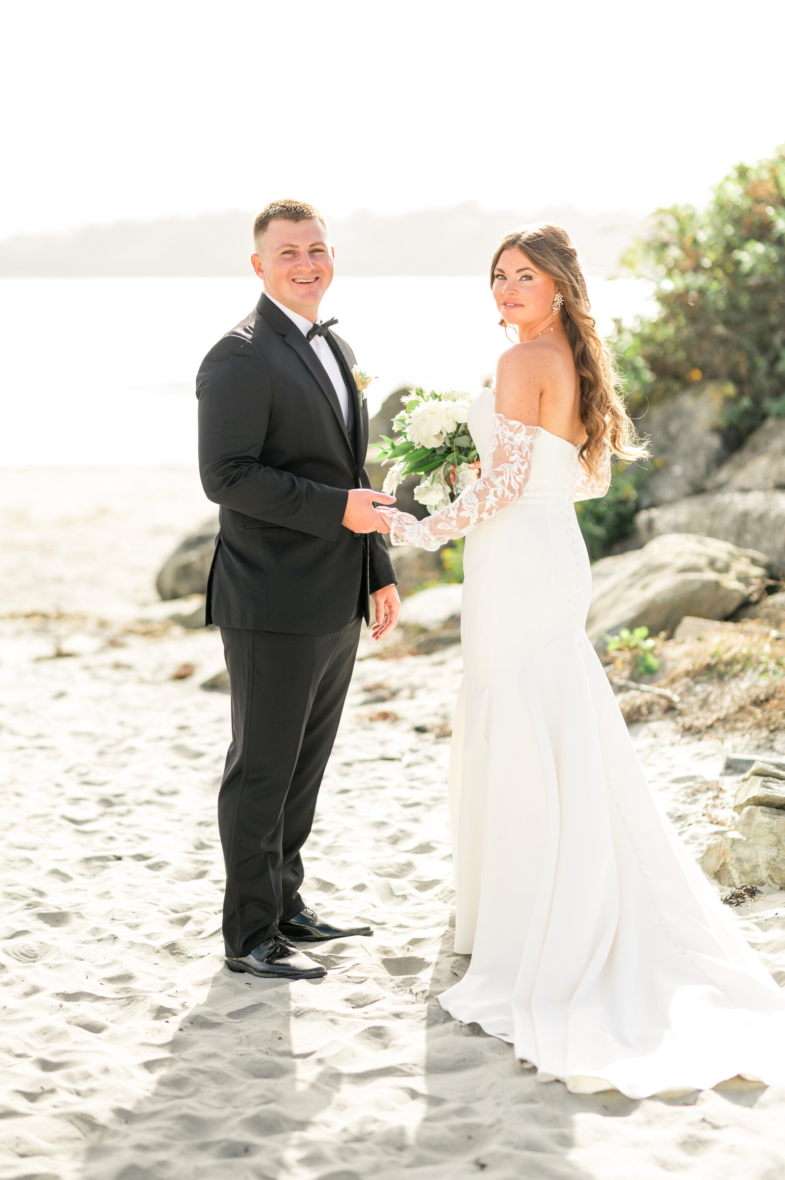 Newport Beach House Glowy Bride & Groom First Look