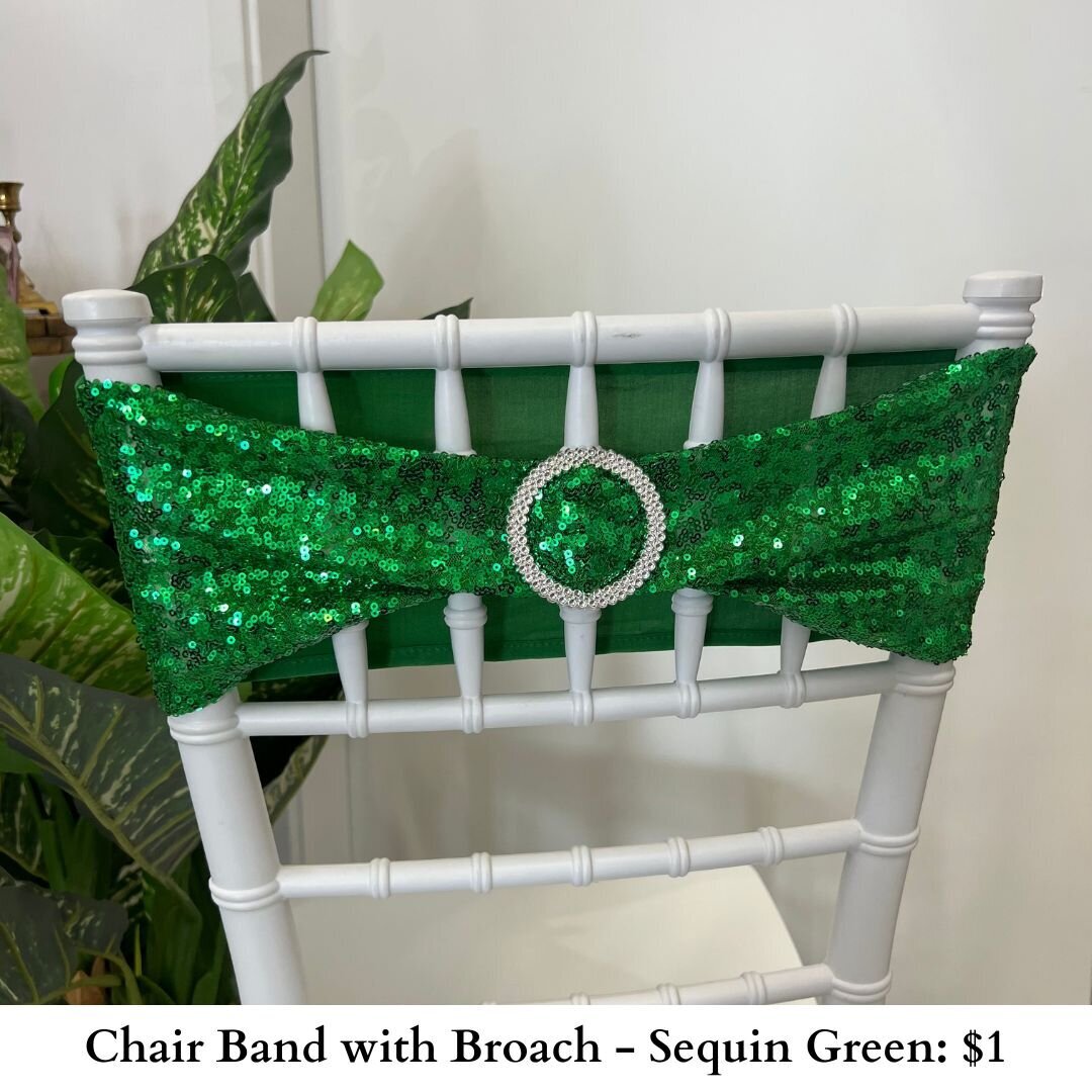 Chair Band with Broach-Sequin Green-442