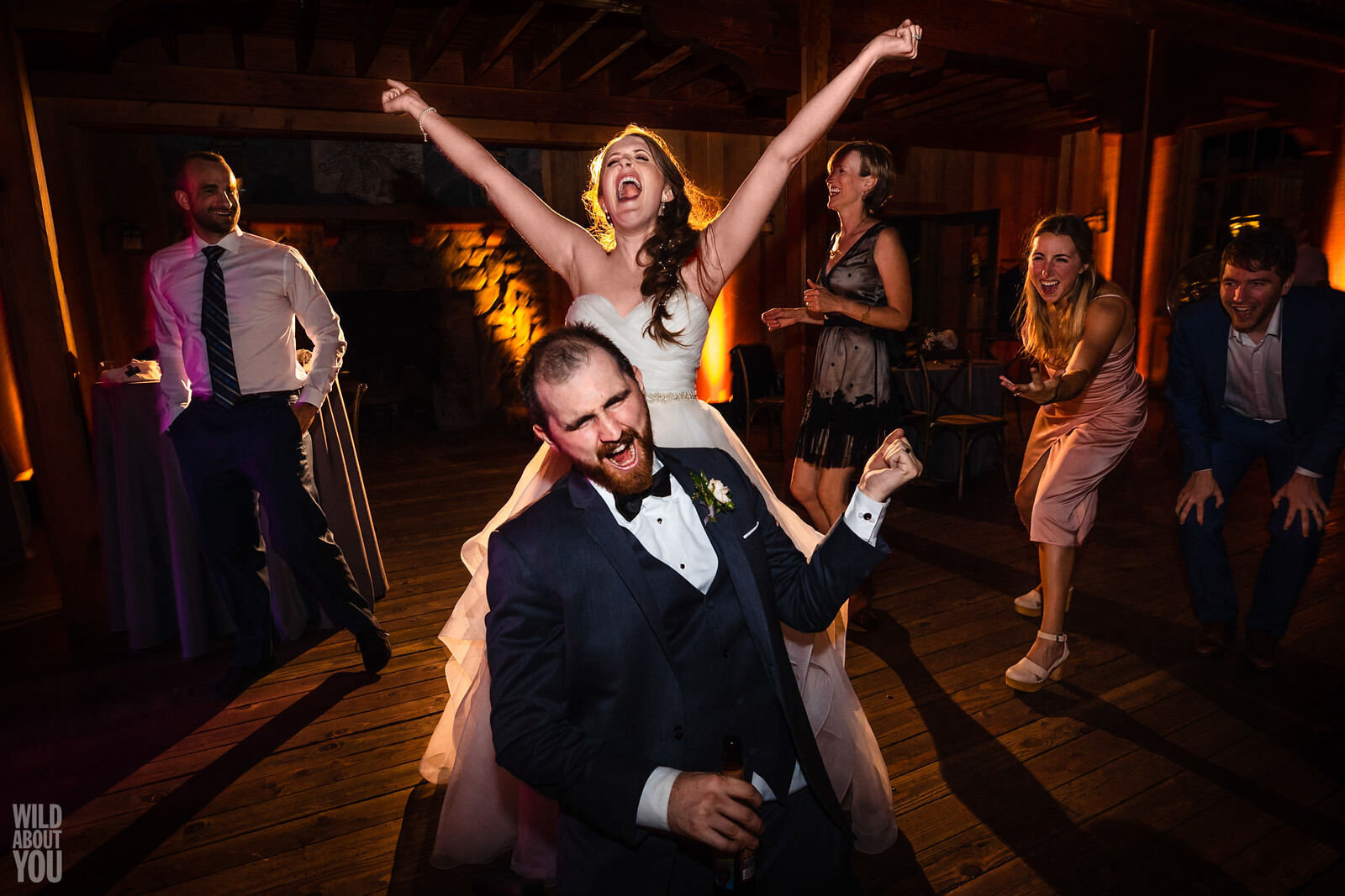 LOS GATOS DJ - Bride Groom Nestldown Air Guitar - Wild About You Photography - Wedding Reception Dancing