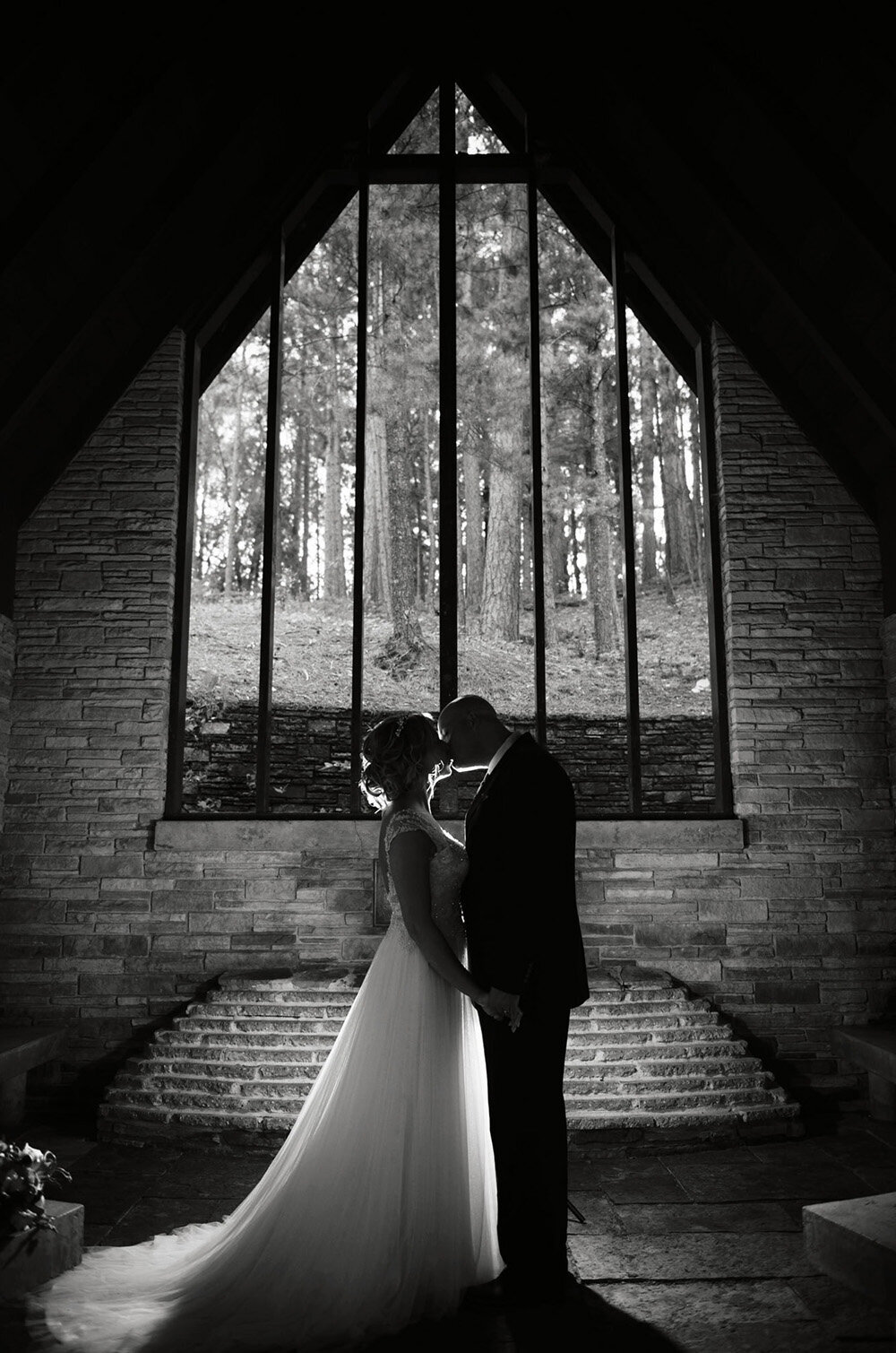 black and white couple in  chapel