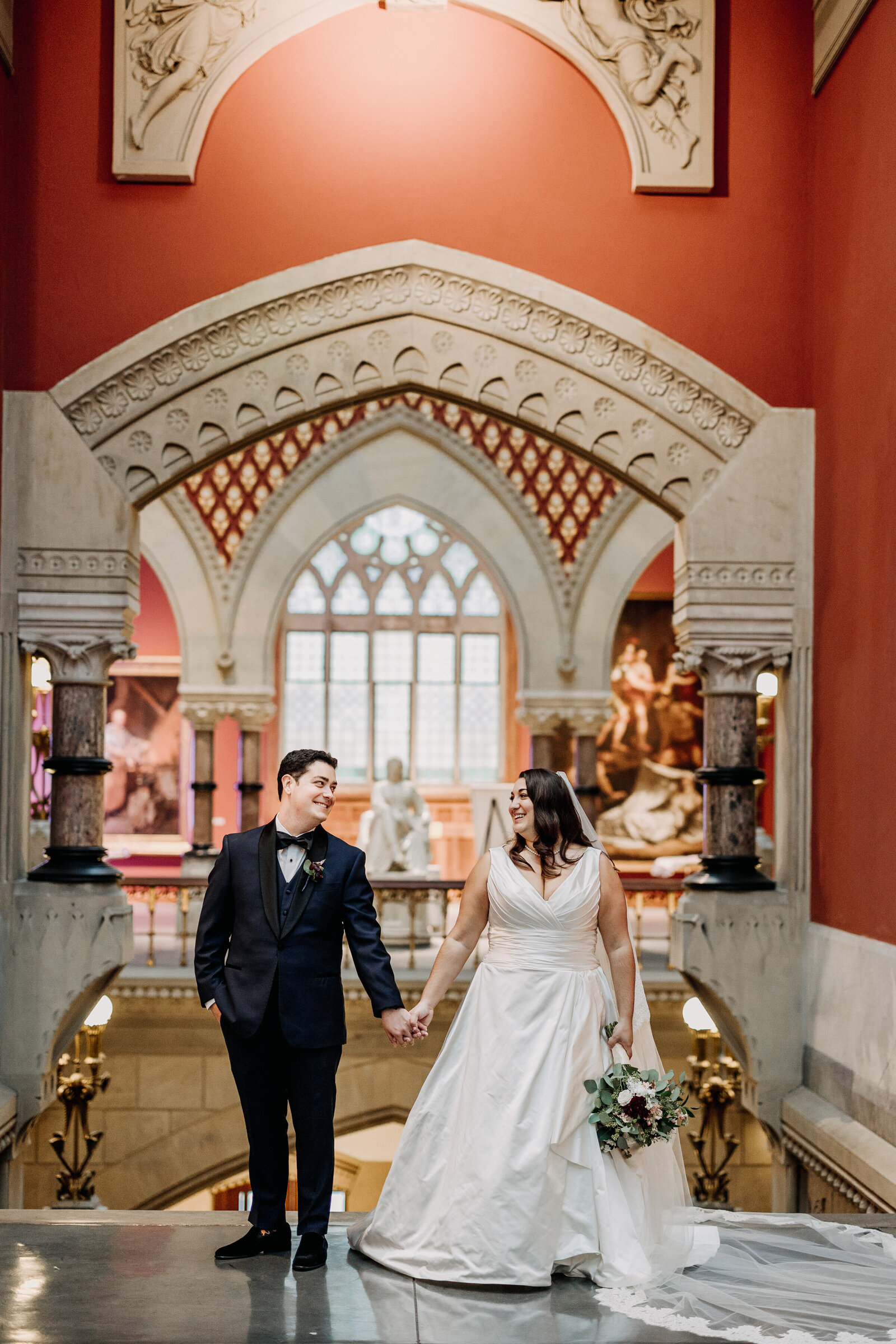 bride and groom in historic pafa