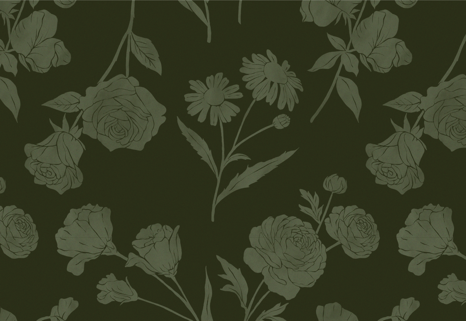 Monochromatic green floral pattern