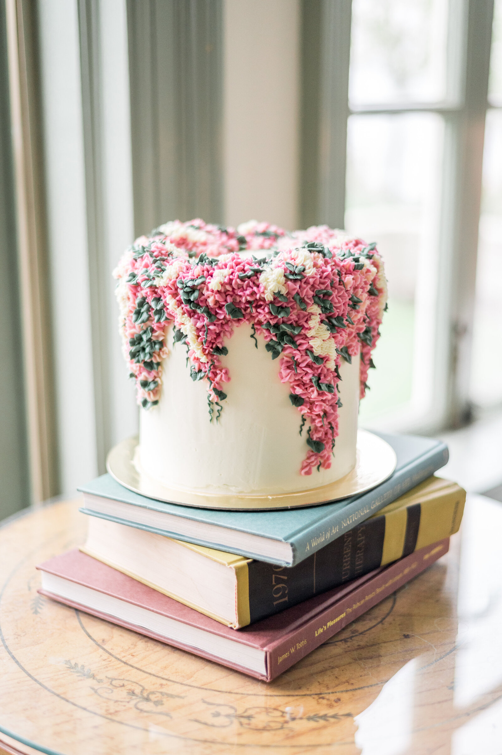 Cute pink floral wedding cake by Sweetcheeks by Renee