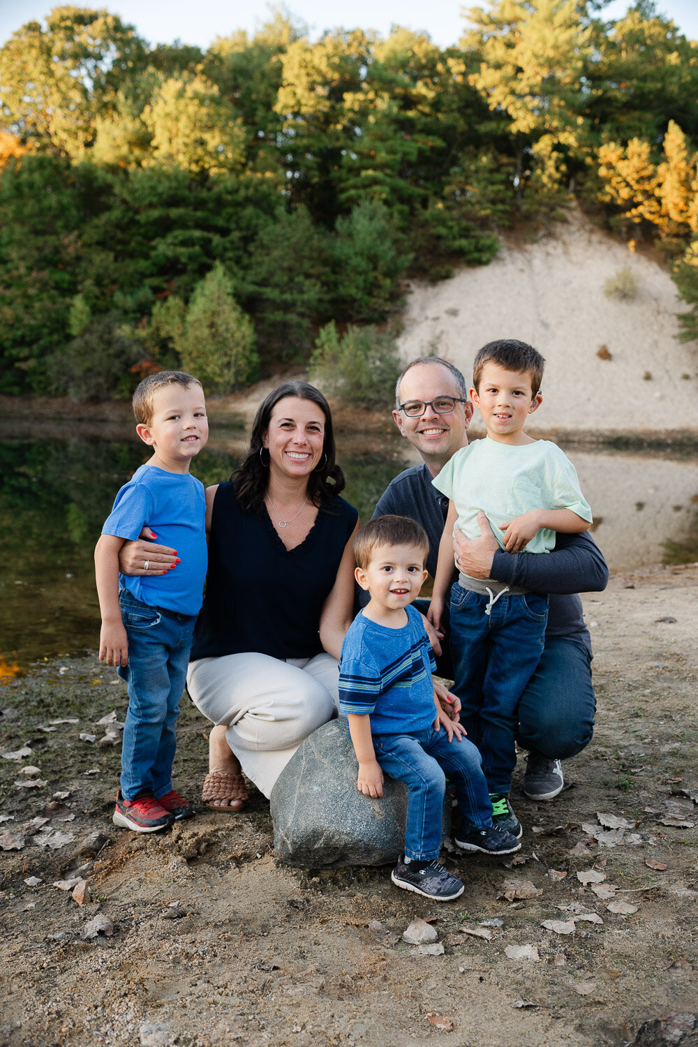 family at pond