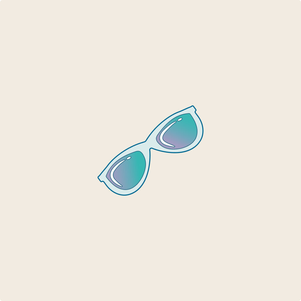 Illustration of blue sunglasses.