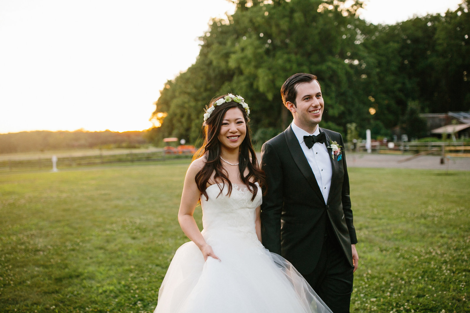 Bride and groom escape the reception for some sunset pictures, just the two of them.