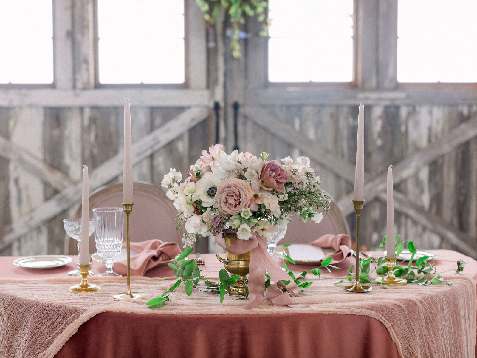Mauve Spring Wedding Sweetheart Table