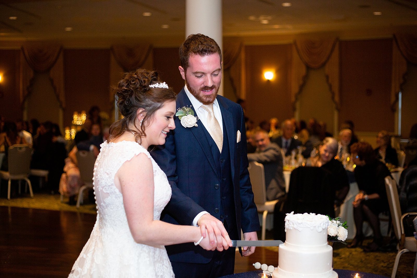 Bride and Groom Cutting Cake- Harrisburg Wedding
