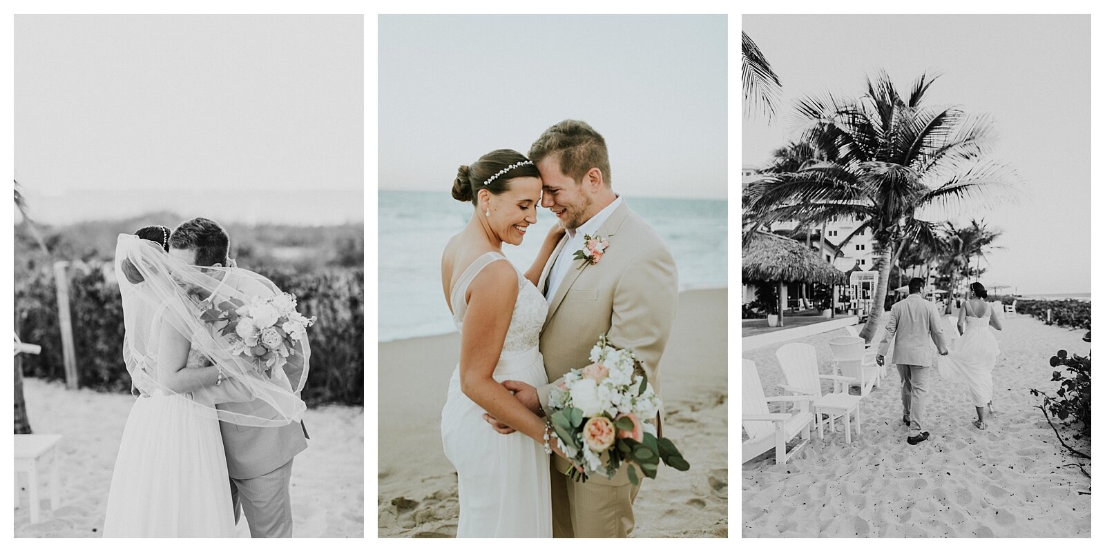 Louisville Kentucky wedding photographer captures candid and romantic beach wedding moments.
