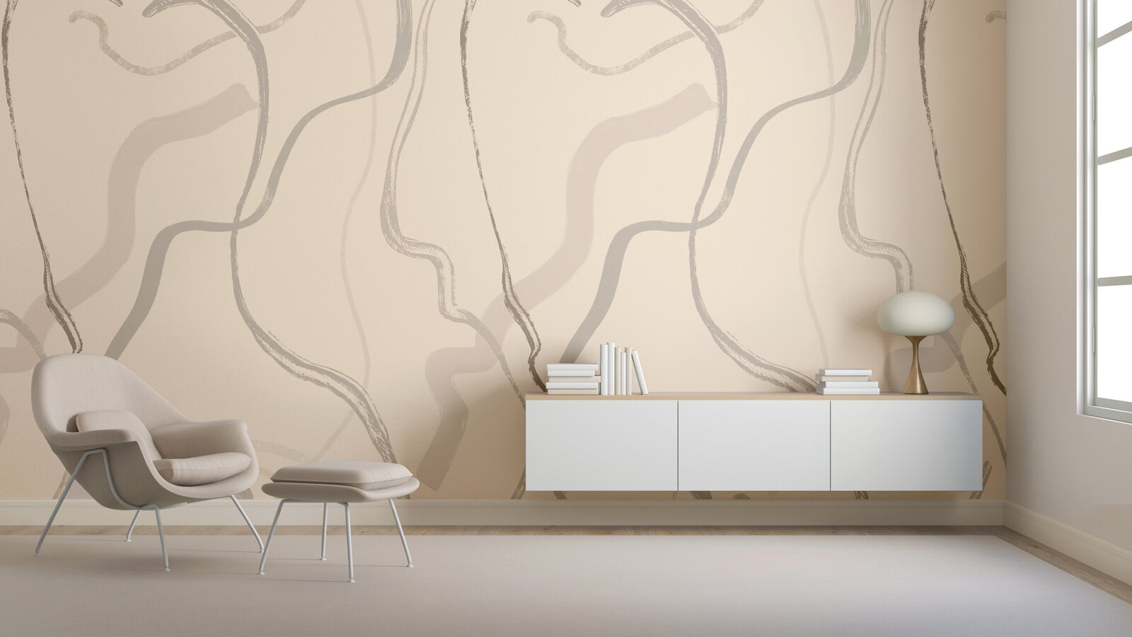Surface Pattern Design and Art Licensing by Lucia Pador - Terrain for drop it Modern - TERRAIN© MURAL _ GREY + TAN(1)