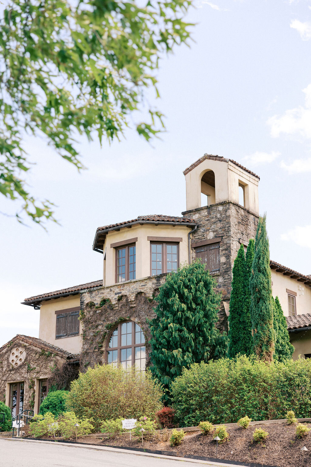 Montaluce Winery  with stone and greenery outside