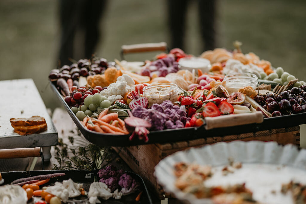 grazing board with a variety of veggies