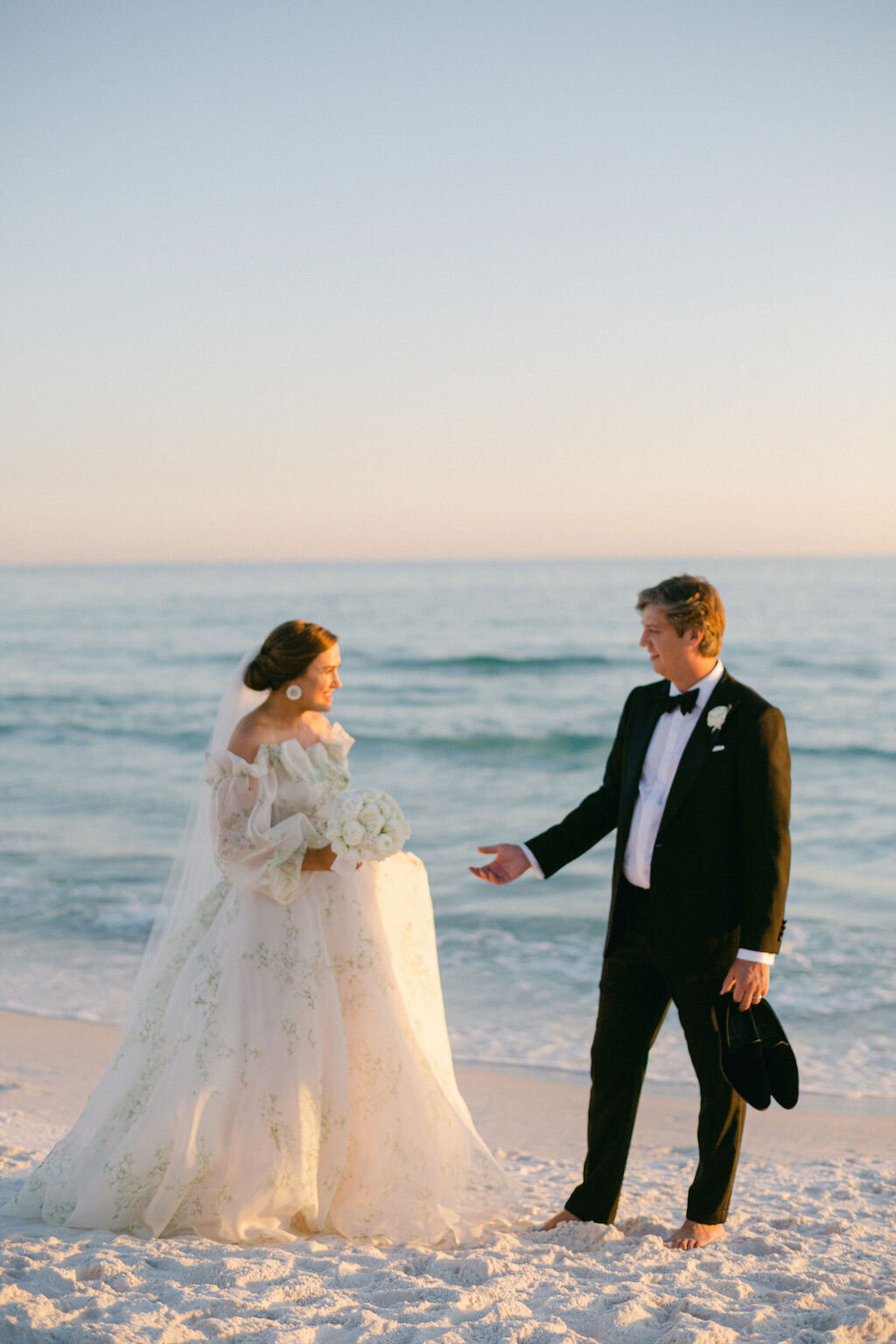 bride and groom on Santa Rosa Beach Florida