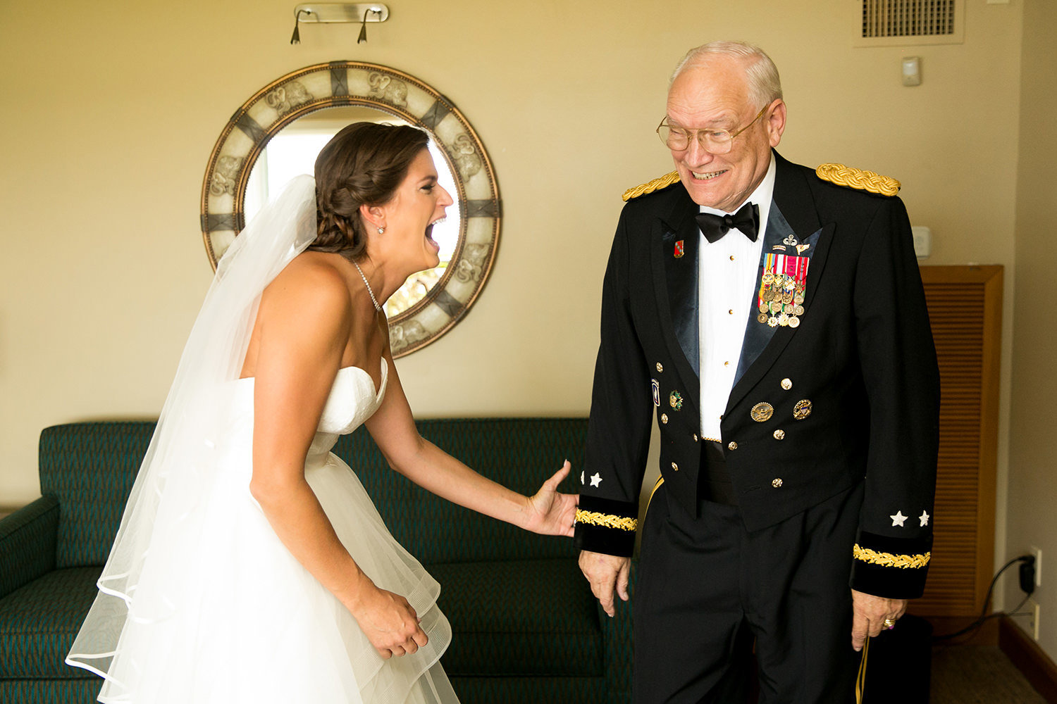 father daughter first seeing each other emotional