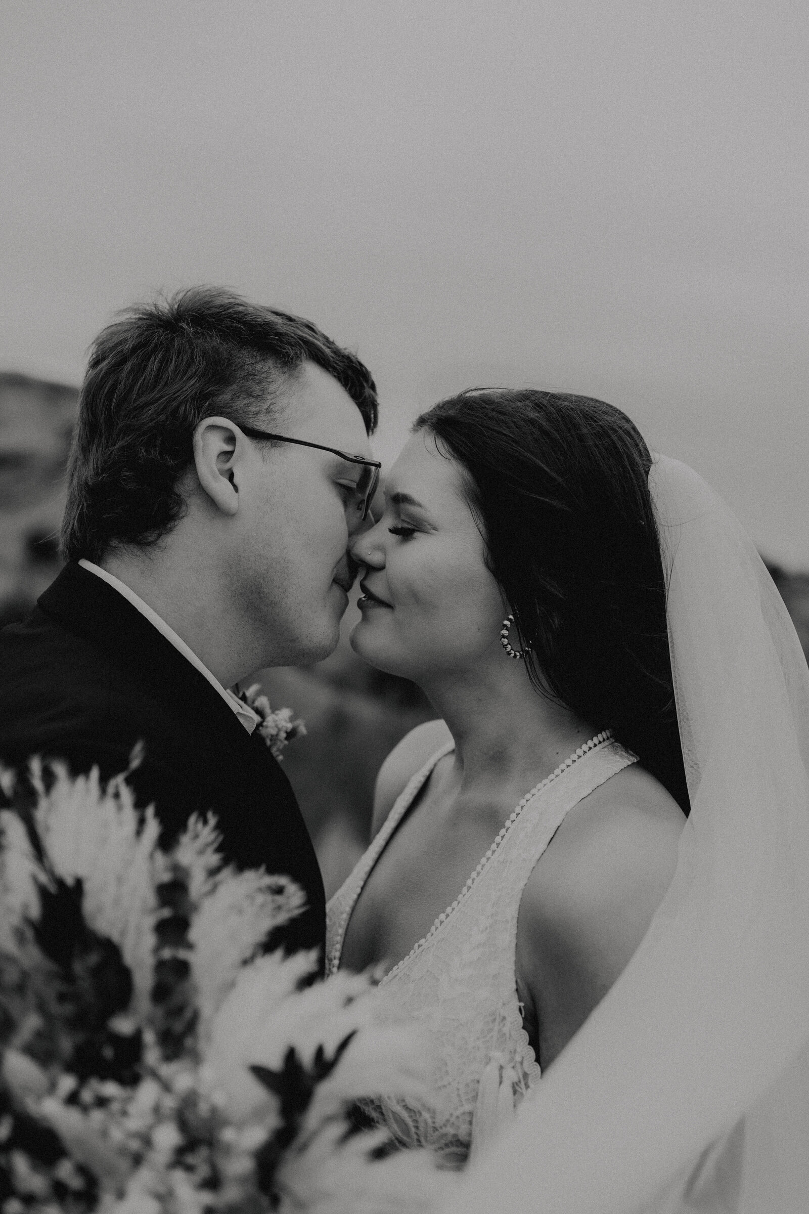 close up intimate photo of couple taken by estes park colorado elopement photographer