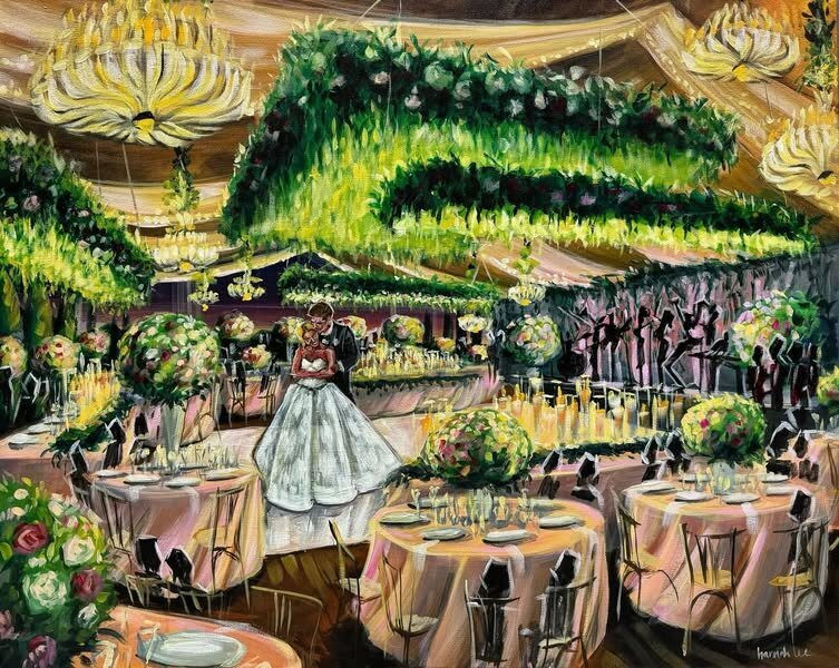 Hannah Paints Events live wedding painting - Courtney and Alec - wedding reception at Water Works by Cescaphe - Philadelphia, PA