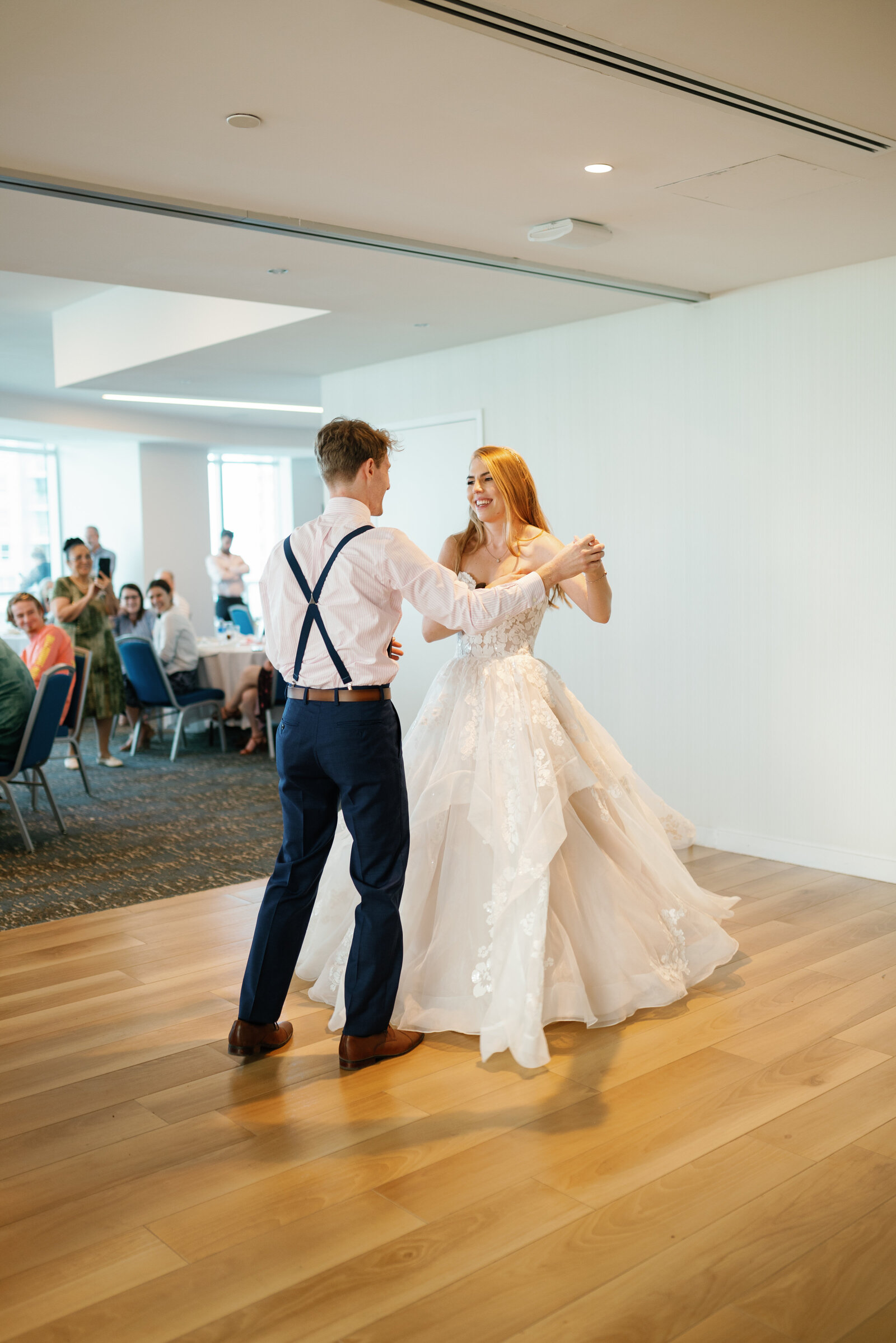 Bride and groom having their first dance together