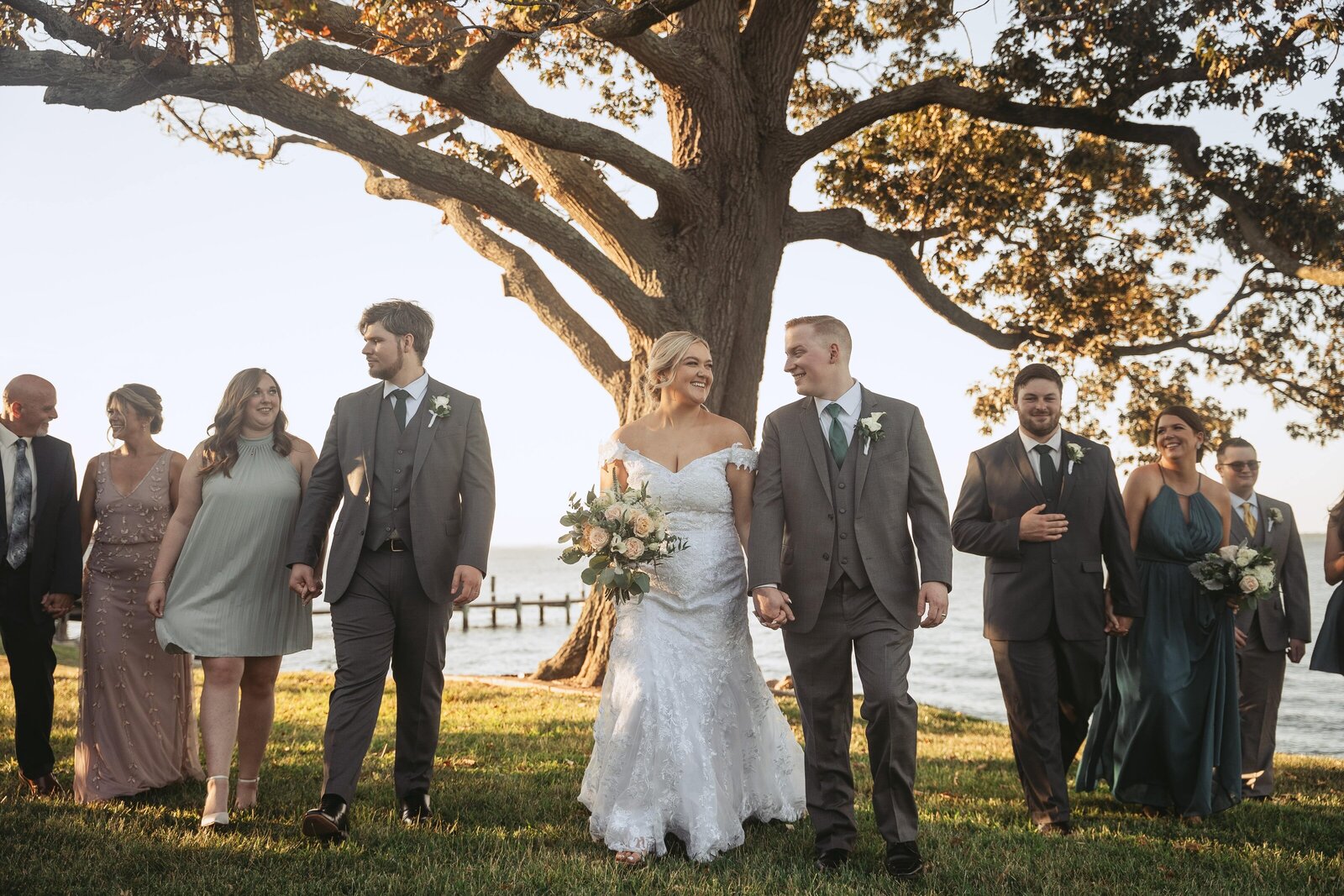 Bridal party walk - Baltimore wedding photography