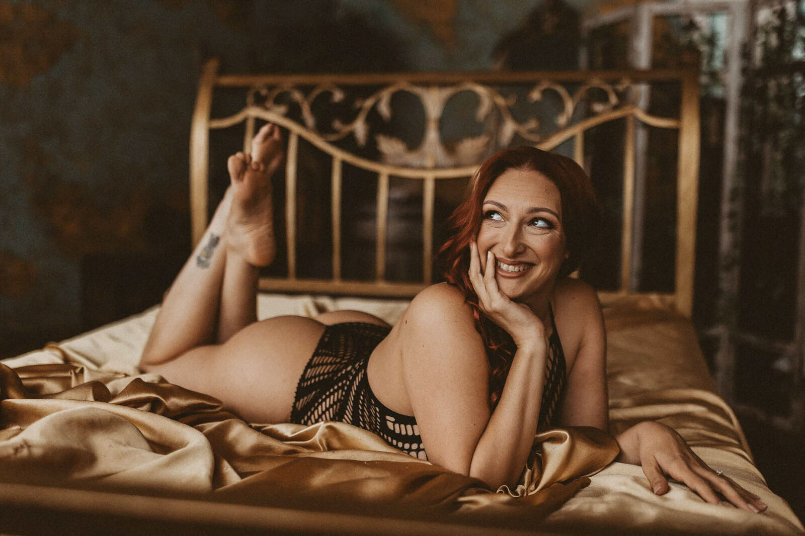 portrait of a woman wearing a black lingerie