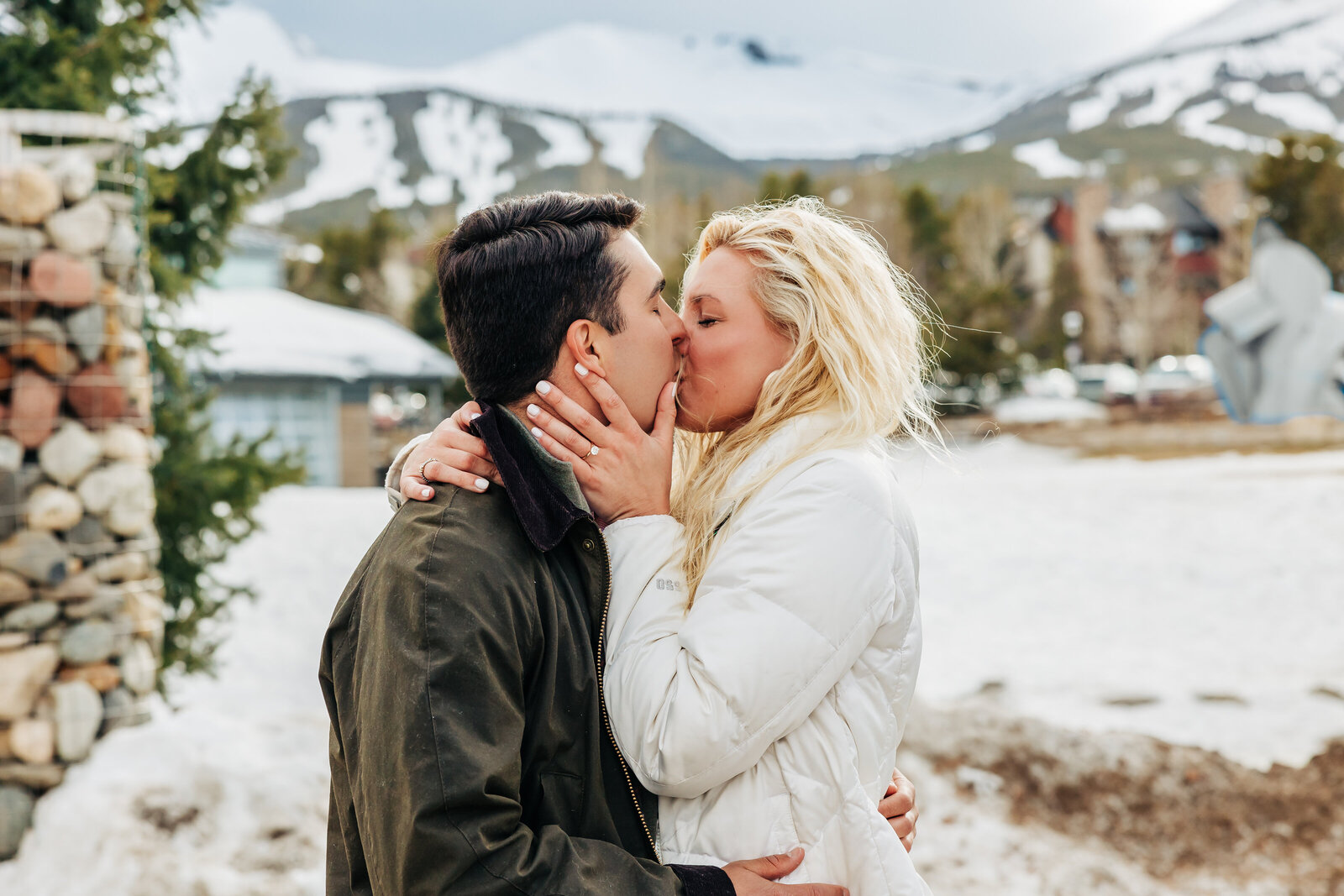 Colorado Elopement Photographer captures couple kissing after engagement