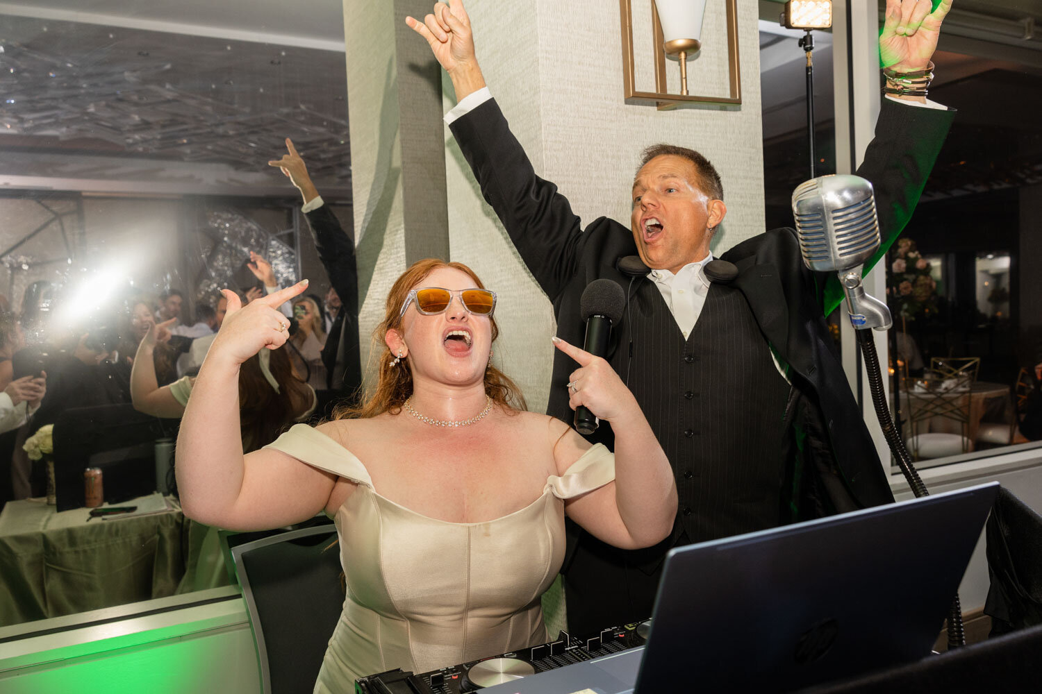 Guests having fun during wedding reeption