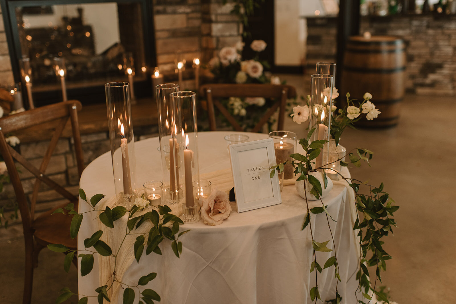 Elegant reception table set-up for wedding