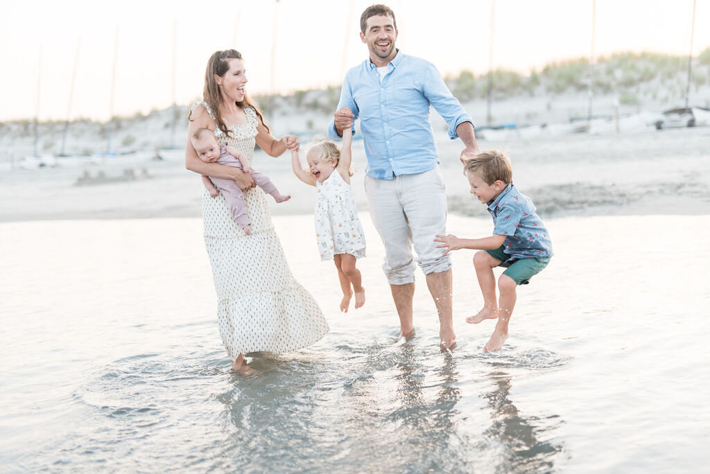 Pennsylvania family photographer, beach family photographer, family and kids in ocean