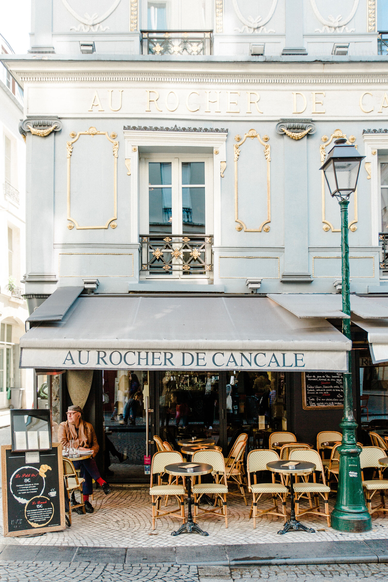 blue cafe in paris