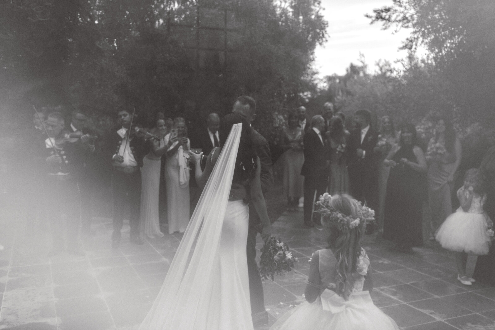 bride and groom dancing