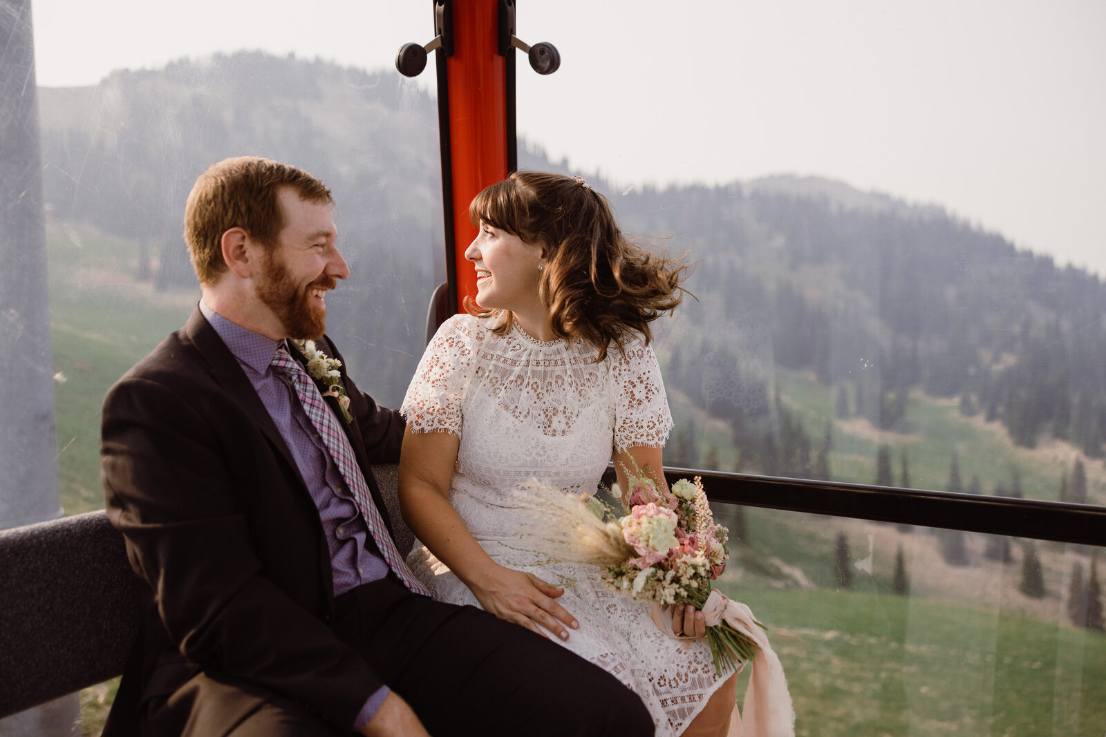 Bride and groom eloping at Crystal Mountain, Washington