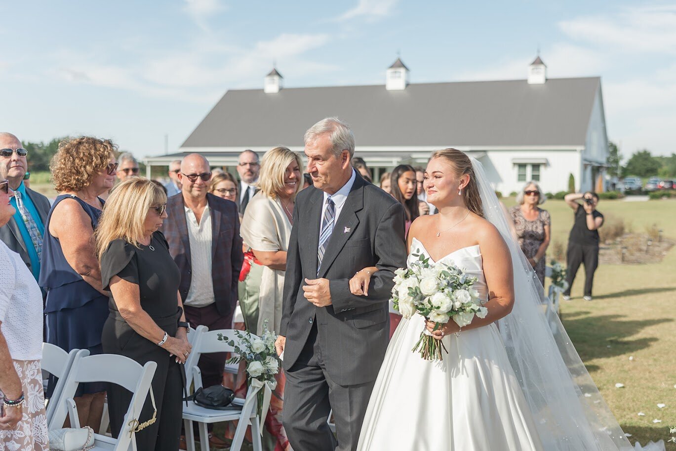 Father-Bride-Walking-Isle-Bouquet-The-Legacy-At-Willow-Pond
