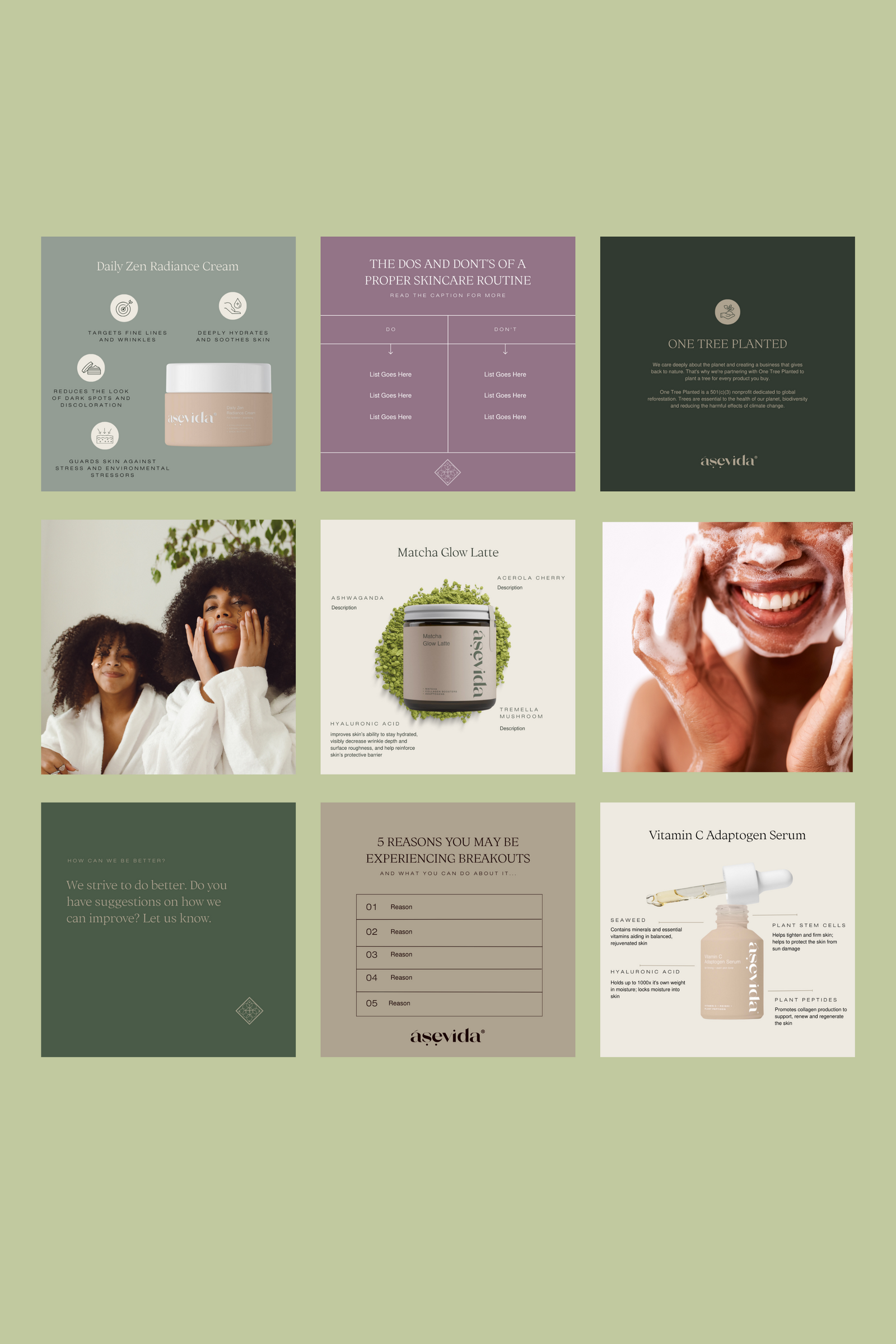 social media graphics for skincare brand