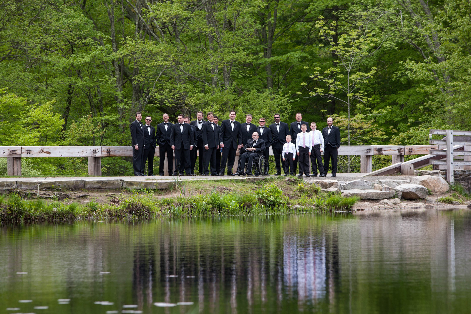 Waterfront bridal party photography