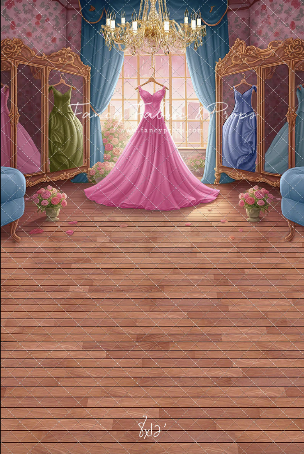 Dress Like A Princess - Pink Dress:Blue Curtains 8x12
