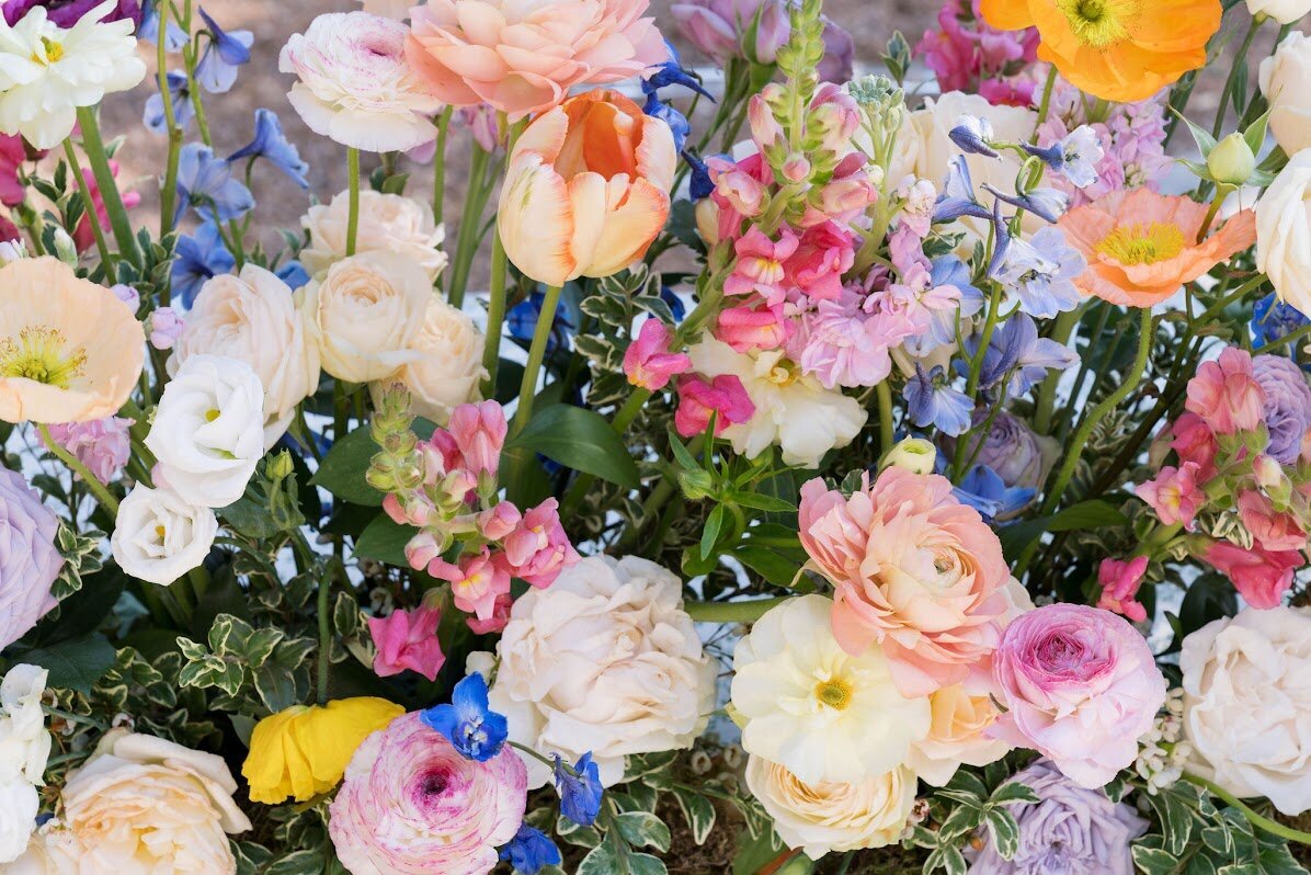 Bright and colorful floral design made by Everwild Florals in New Braunfels, Texas