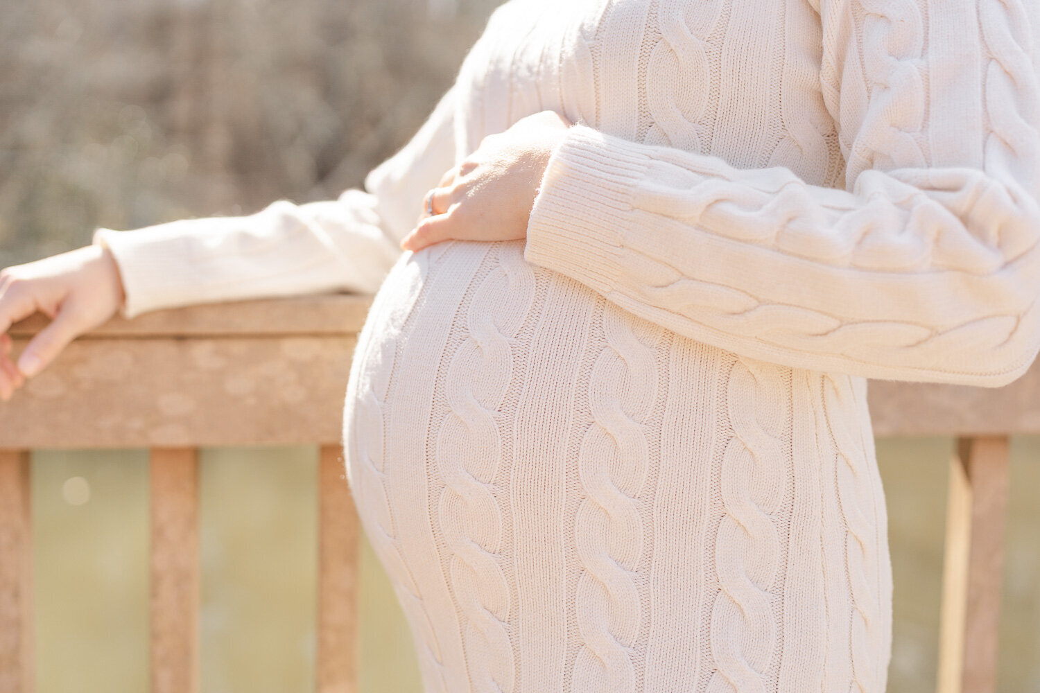 close up of pregnant's mom bump