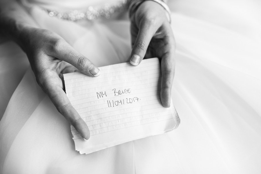 Tucson The Lodge at Ventana Canyon Wedding Black and White Photo of Letter to the Bride | Tucson Wedding Photographer | West End Photography