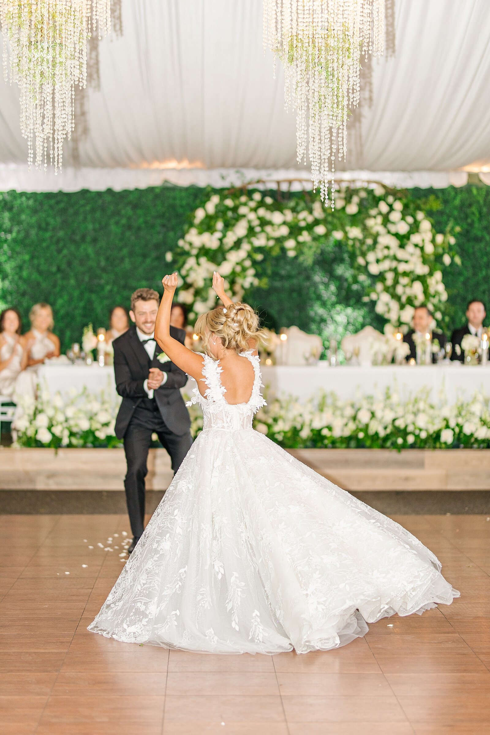 Bride and groom first dance at Green Gables wedding venue in San Marcos, California.