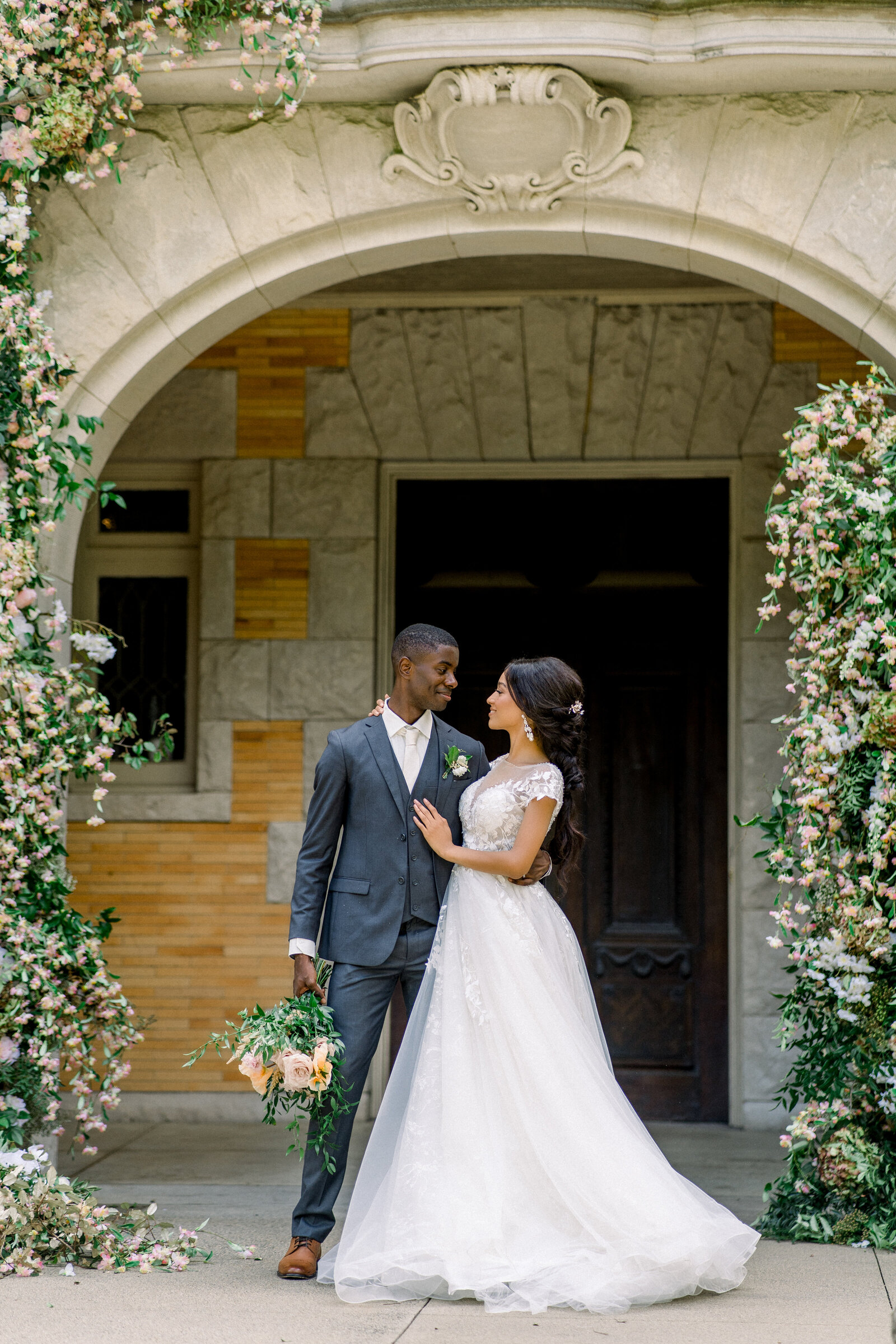 Bride and groom during wedding at Filoli in Woodside, CA